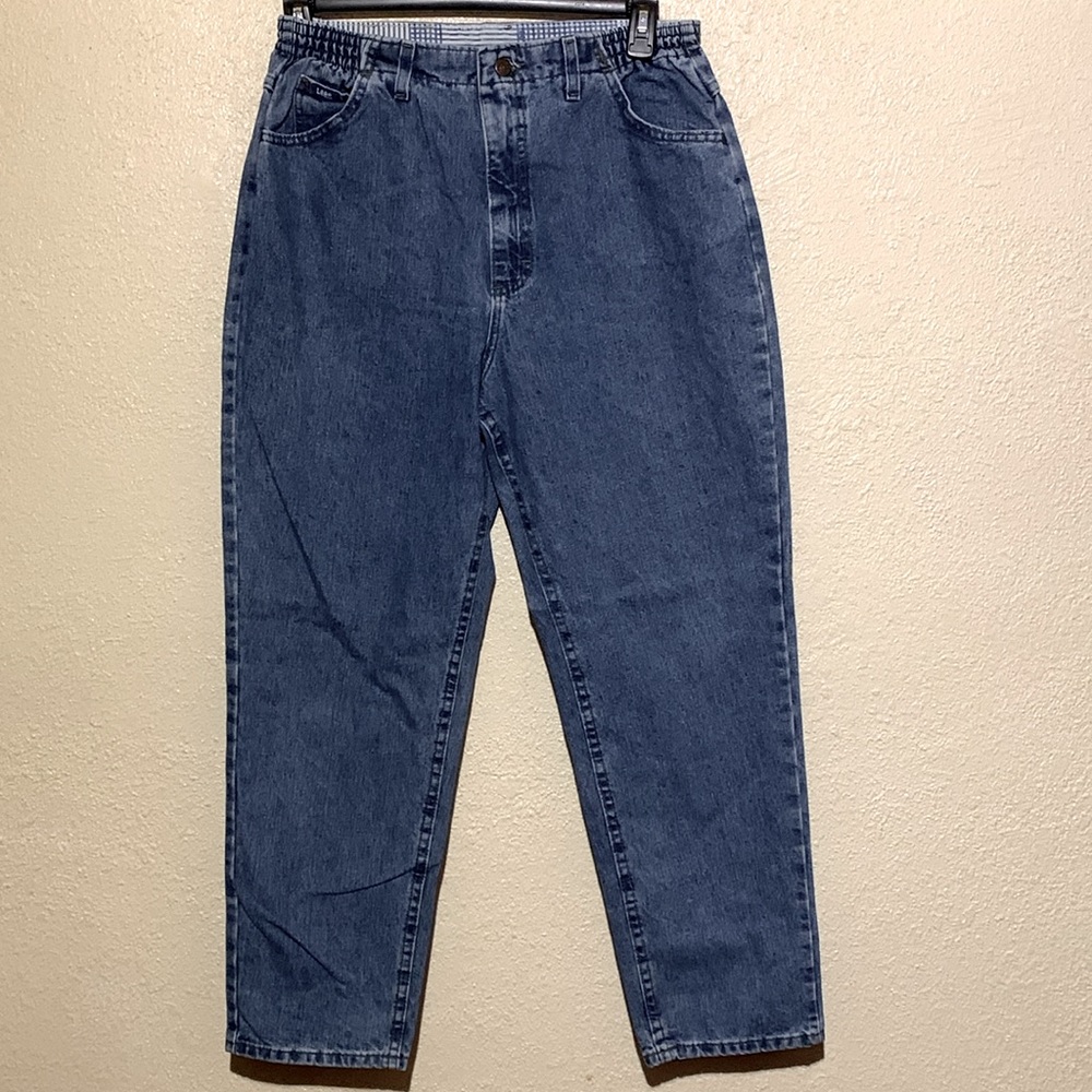 Lee Jeans 14P Blue Medium Wash Straight High Rise Cotton Polyester Blend LOGO